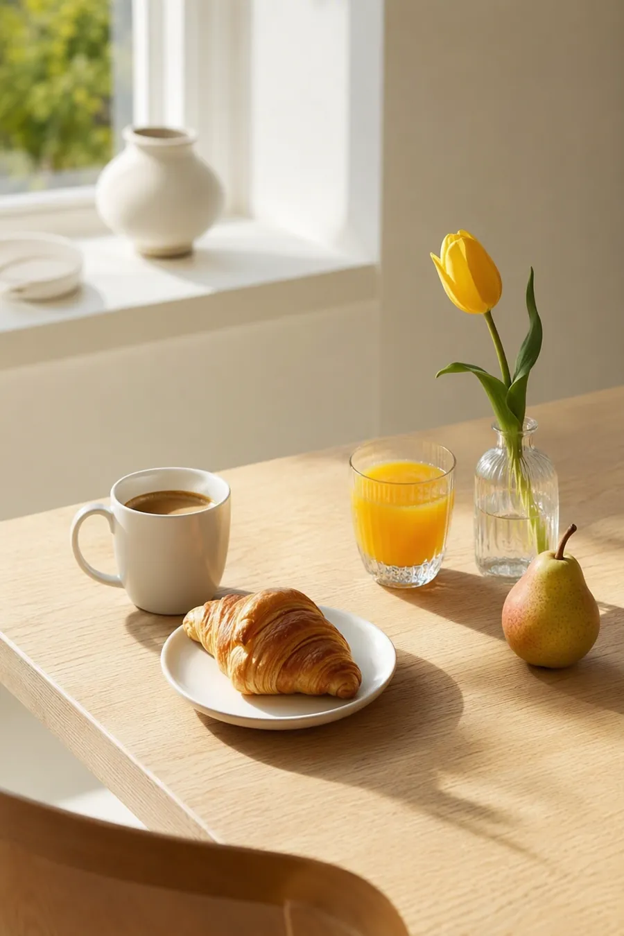 Interactive sample: croissant · coffee cup · orange juice · tulip